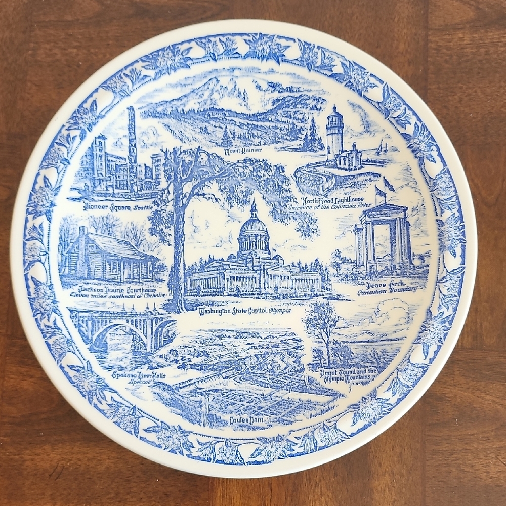 Blue and White Scenic Dinnerware Plate